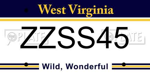 ZZSS45 West Virginia License Plate