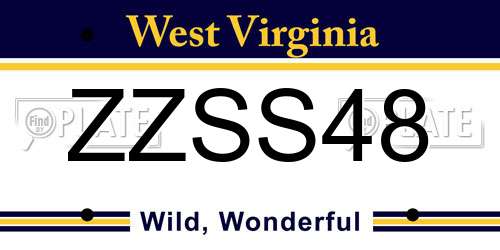 ZZSS48 West Virginia License Plate