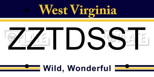 ZZTDSST West Virginia License Plate