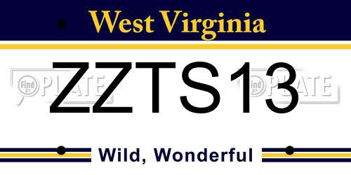 ZZTS13 West Virginia License Plate