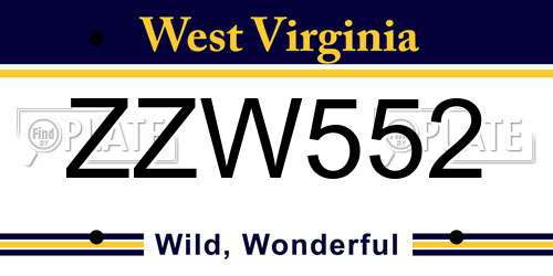 ZZW552 West Virginia License Plate