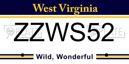 ZZWS52 West Virginia License Plate
