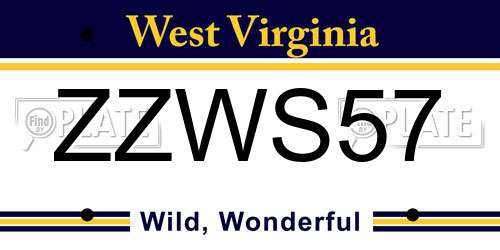 ZZWS57 West Virginia License Plate