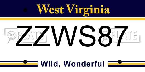 ZZWS87 West Virginia License Plate