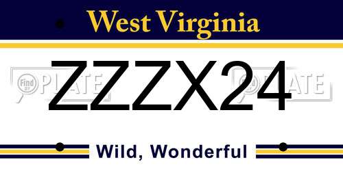 ZZZX24 West Virginia License Plate