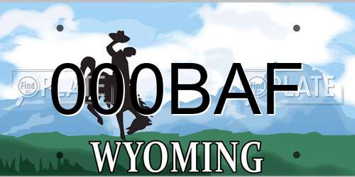 000BAF Wyoming License Plate
