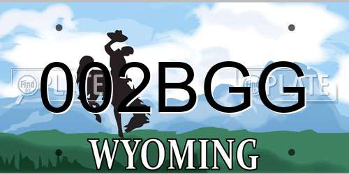 002BGG Wyoming License Plate