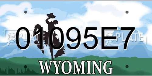 01095E7 Wyoming License Plate