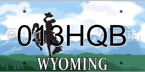 013HQB Wyoming License Plate