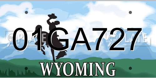 01GA727 Wyoming License Plate