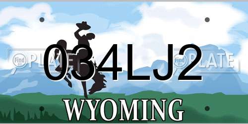034LJ2 Wyoming License Plate