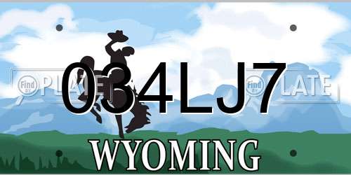 034LJ7 Wyoming License Plate