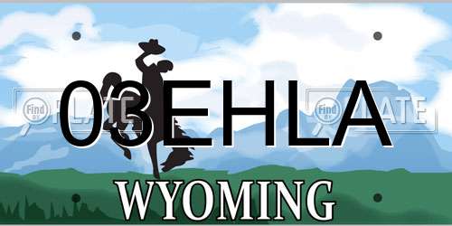 03EHLA Wyoming License Plate