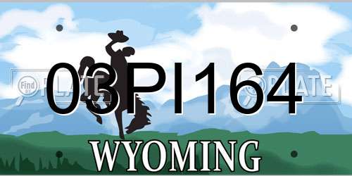 03PI164 Wyoming License Plate