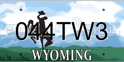 044TW3 Wyoming License Plate