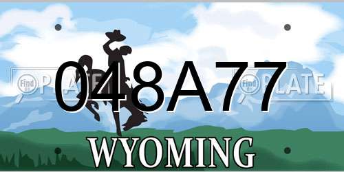 048A77 Wyoming License Plate