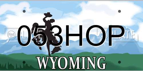 053HOP Wyoming License Plate