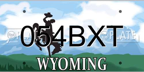 054BXT Wyoming License Plate