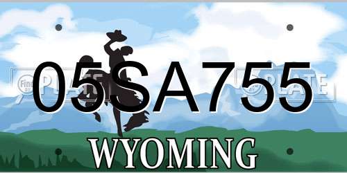 05SA755 Wyoming License Plate