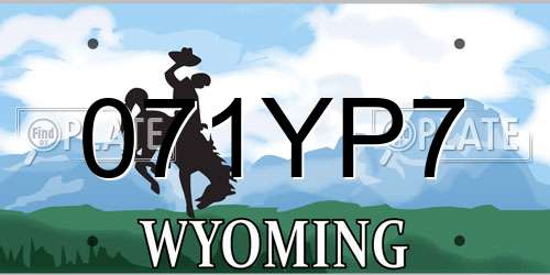 071YP7 Wyoming License Plate