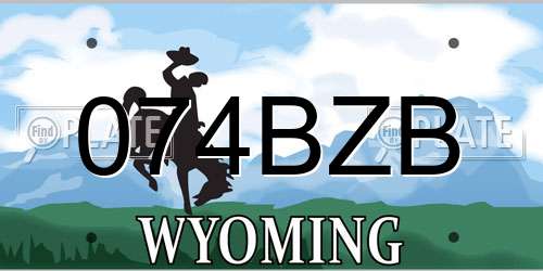 074BZB Wyoming License Plate
