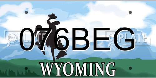 076BEG Wyoming License Plate