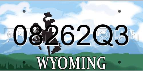 08262Q3 Wyoming License Plate