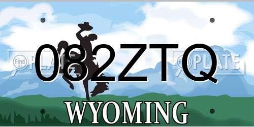 082ZTQ Wyoming License Plate