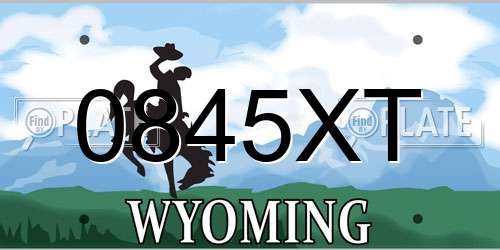 0845XT Wyoming License Plate