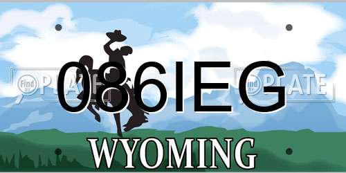 086IEG Wyoming License Plate