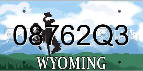 08762Q3 Wyoming License Plate