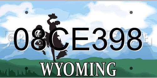 08CE398 Wyoming License Plate