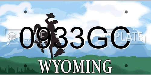0933GC Wyoming License Plate
