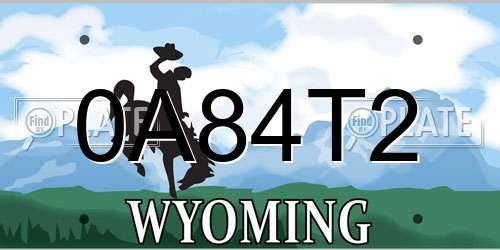 0A84T2 Wyoming License Plate