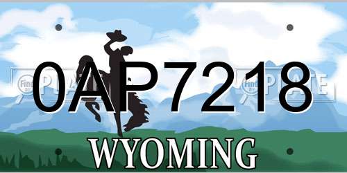 0AP7218 Wyoming License Plate