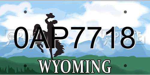 0AP7718 Wyoming License Plate