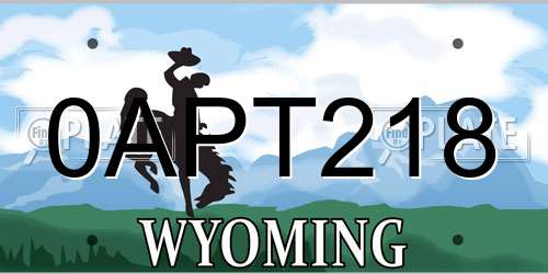 0APT218 Wyoming License Plate
