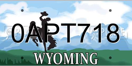 0APT718 Wyoming License Plate