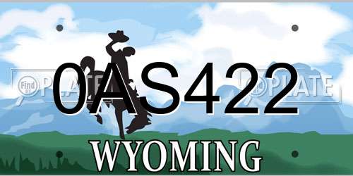 0AS422 Wyoming License Plate