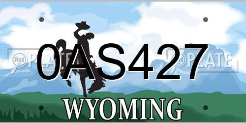 0AS427 Wyoming License Plate