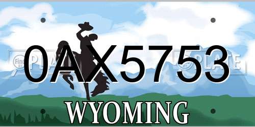 0AX5753 Wyoming License Plate