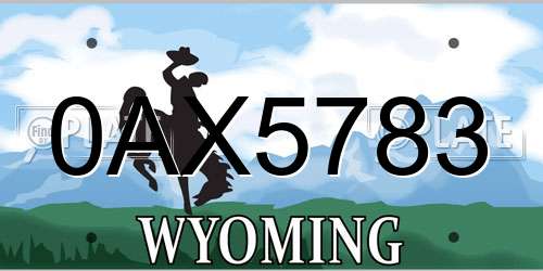 0AX5783 Wyoming License Plate