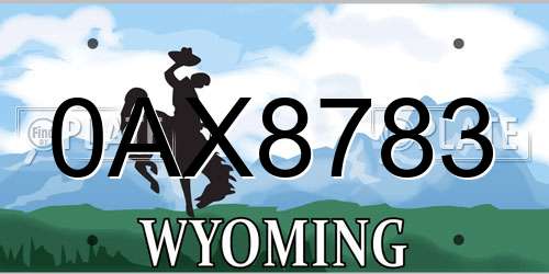 0AX8783 Wyoming License Plate