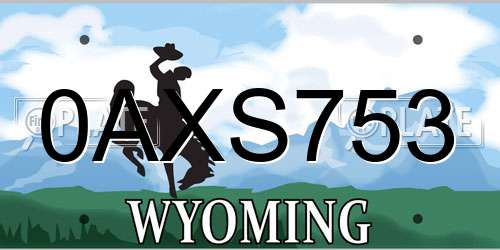 0AXS753 Wyoming License Plate