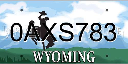 0AXS783 Wyoming License Plate