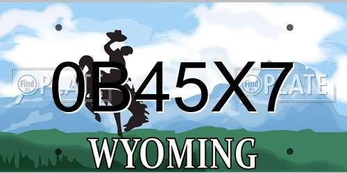 0B45X7 Wyoming License Plate
