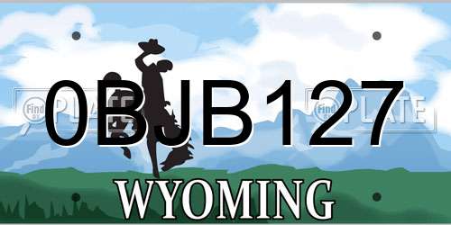 0BJB127 Wyoming License Plate