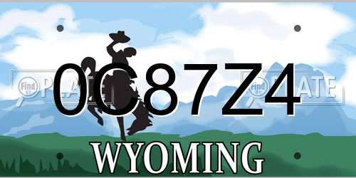 0C87Z4 Wyoming License Plate