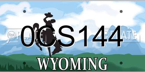 0CS144 Wyoming License Plate