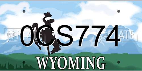 0CS774 Wyoming License Plate